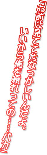 「お前は見てて危なっかしいんだよ。　いいから俺を頼れっての……バカ」