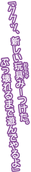 「ククッ、新しい玩具みつけた。ぶっ壊れるまで遊んでやるよ」